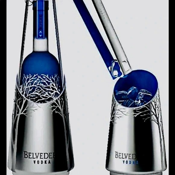 Belvedere Vodka Stainless Steel Ice Bucket Bottle Holder w/ Tongs & Foam Inserts - Picture 1 of 7